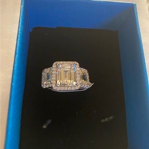 Yellow and White Cubic Zirconia Rhodium Over Sterling Silver Ring 8.73 ctw.